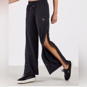 Vintage Puma Women’s Dry Cell Tear Away Black Snap Button Track‎ Pants Size L
